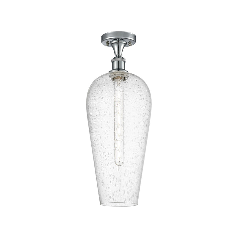 Innovations Chelsea 8in 1-Light Semi-Flush Mount | Industrial Polished Chrome and Seedy Glass | Hallway & Entryway | Model 516-1C-PC-G456-8SDY