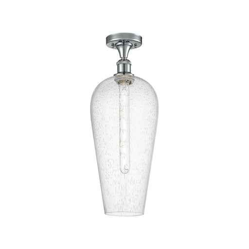 Innovations Chelsea 8in 1-Light Semi-Flush Mount | Industrial Polished Chrome and Seedy Glass | Hallway & Entryway | Model 516-1C-PC-G456-8SDY