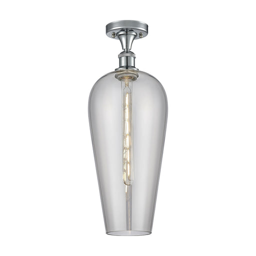 Innovations Chelsea 8in 1-Light Semi-Flush Mount | Industrial Polished Chrome and Light Smoke Glass | Hallway & Entryway | Model 516-1C-PC-G456-8SM