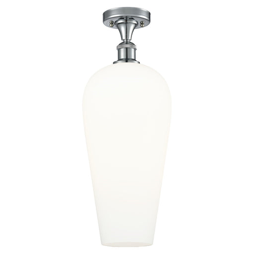 Innovations Chelsea 8in 1-Light Semi-Flush Mount | Industrial Polished Chrome and White Glass | Hallway & Entryway | Model 516-1C-PC-G456-8WH
