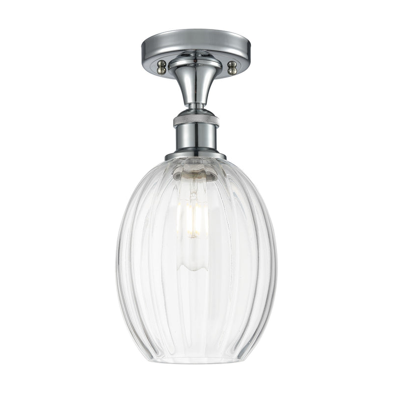 Innovations Preston Bulb 6in 1-Light Semi-Flush | Industrial Polished Chrome and Clear Glass | Kitchen & Hallway | Model 516-1C-PC-G459-6CL