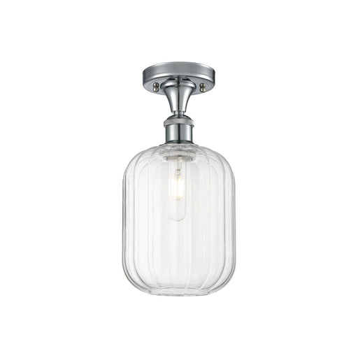 Innovations Preston Cylinder 7in 1-Light Semi-Flush | Industrial Polished Chrome and Clear Glass | Kitchen & Hallway | Model 516-1C-PC-G460-7CL