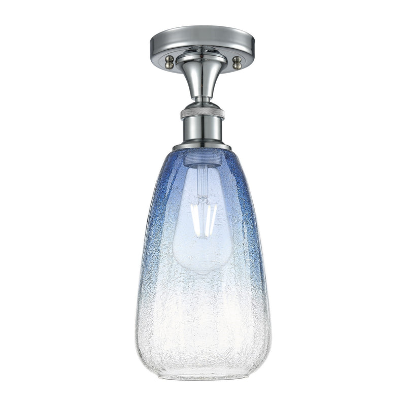 Innovations Brookhaven Almond 6in 1-Light Semi-Flush | Industrial Polished Chrome and Sapphire Blue Glass | Kitchen | Model 516-1C-PC-G480-6SB