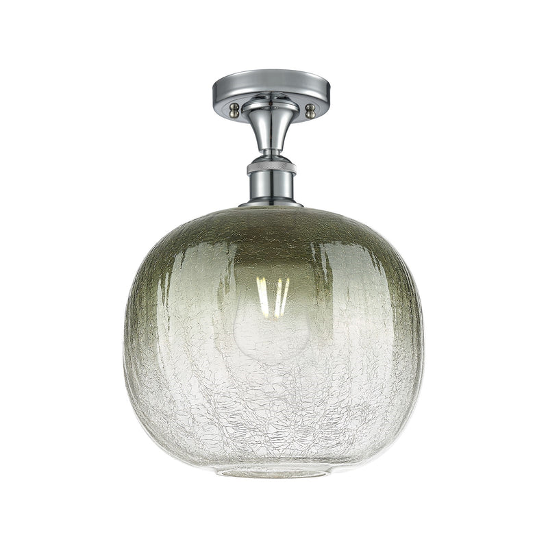 Innovations Brookhaven Sphere 10.5in 1-Light Semi-Flush | Industrial Polished Chrome and Slate Glass | Kitchen & Hallway | Model 516-1C-PC-G481-10SL