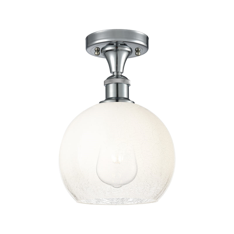 Innovations Brookhaven Globe 8in 1-Light Semi-Flush | Industrial Polished Chrome and Opal Glass | Hallway & Bedroom | Model 516-1C-PC-G483-8OP