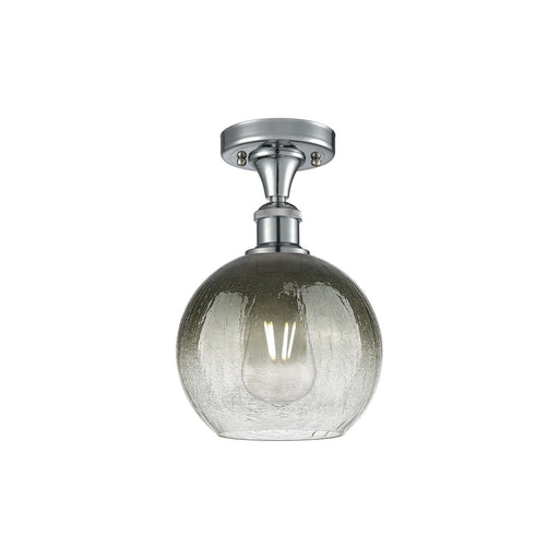 Innovations Brookhaven Globe 8in 1-Light Semi-Flush | Industrial Polished Chrome and Slate Glass | Hallway & Bedroom | Model 516-1C-PC-G483-8SL