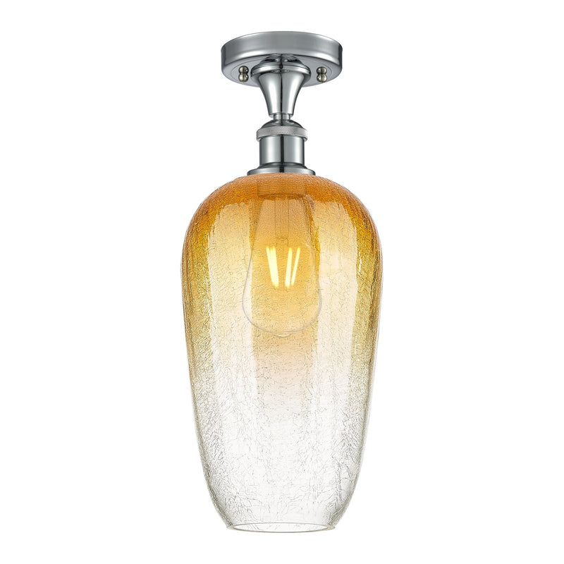 Innovations Brookhaven Flute 7in 1-Light Semi-Flush | Industrial Polished Chrome and Amber Glass | Kitchen & Hallway | Model 516-1C-PC-G484-7AM