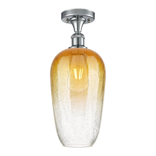 Innovations Brookhaven Flute 7in 1-Light Semi-Flush | Industrial Polished Chrome and Amber Glass | Kitchen & Hallway | Model 516-1C-PC-G484-7AM