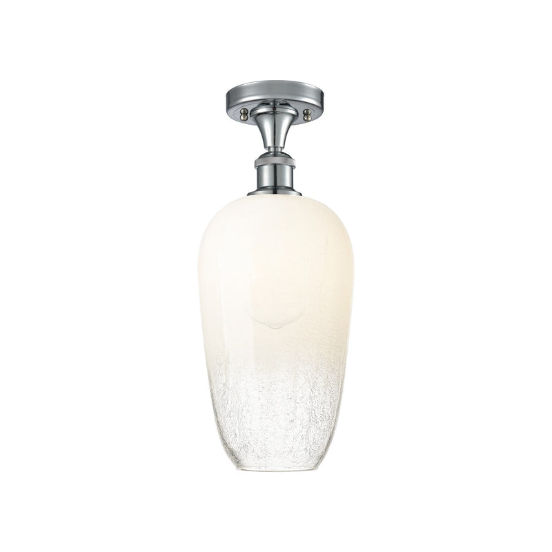 Innovations Brookhaven Flute 7in 1-Light Semi-Flush | Industrial Polished Chrome and Opal Glass | Kitchen & Hallway | Model 516-1C-PC-G484-7OP