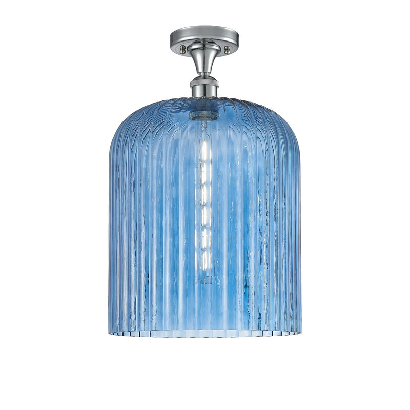 Innovations Bridal Veil 5in 1-Light Semi-Flush | Art Nouveau Polished Chrome and Princess Blue Glass | Kitchen & Hallway | Model 516-1C-PC-G559-12BL