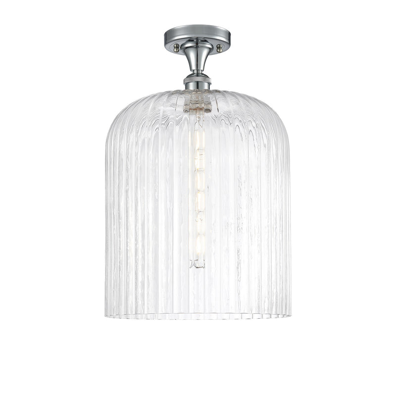 Innovations Bridal Veil 5in 1-Light Semi-Flush | Art Nouveau Polished Chrome and Clear Ribbed Glass | Hallway & Bathroom | Model 516-1C-PC-G559-12CL