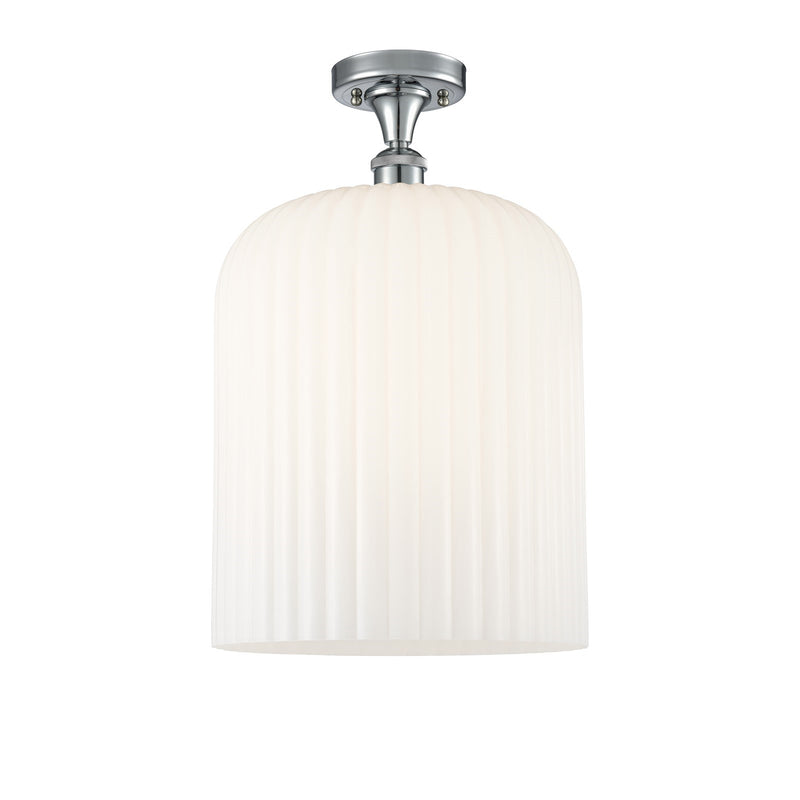 Innovations Bridal Veil 5in 1-Light Semi-Flush | Art Nouveau Polished Chrome and Gloss White Glass | Hallway & Bathroom | Model 516-1C-PC-G559-12GWH