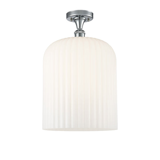Innovations Bridal Veil 5in 1-Light Semi-Flush | Art Nouveau Polished Chrome and Gloss White Glass | Hallway & Bathroom | Model 516-1C-PC-G559-12GWH