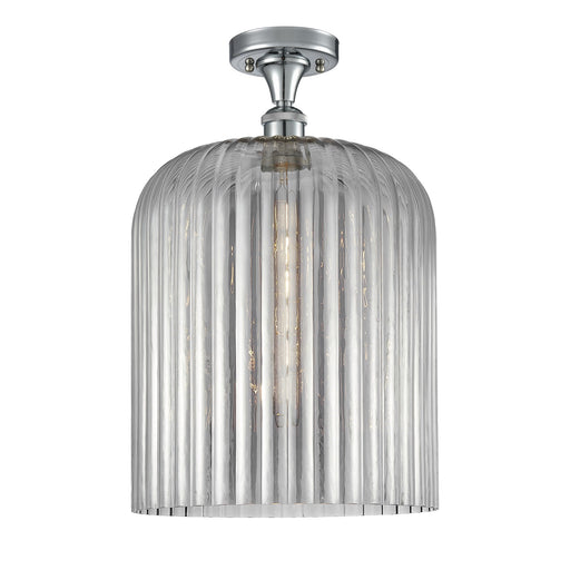 Innovations Bridal Veil 5in 1-Light Semi-Flush | Art Nouveau Polished Chrome and Light Smoke Glass | Hallway & Foyer | Model 516-1C-PC-G559-12SM