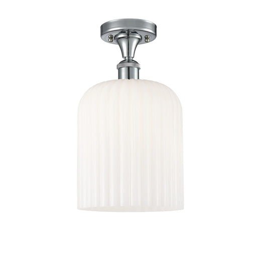 Innovations Bridal Veil 5in 1-Light Semi-Flush | Art Nouveau Polished Chrome and Gloss White Glass | Hallway & Foyer | Model 516-1C-PC-G559-8GWH