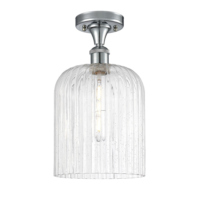 Innovations Bridal Veil 5in 1-Light Semi-Flush | Art Nouveau Polished Chrome and Seedy Glass | Damp-Rated Hallway | Model 516-1C-PC-G559-8SDY