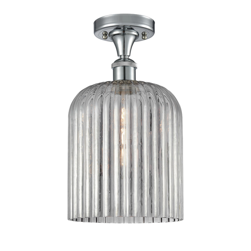 Innovations Bridal Veil 5in 1-Light Semi-Flush | Art Nouveau Polished Chrome and Light Smoke Glass | Damp-Rated Hallway | Model 516-1C-PC-G559-8SM