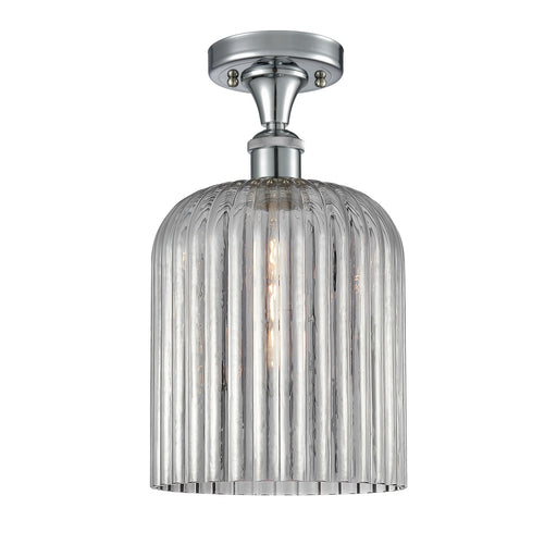 Innovations Bridal Veil 5in 1-Light Semi-Flush | Art Nouveau Polished Chrome and Light Smoke Glass | Damp-Rated Hallway | Model 516-1C-PC-G559-8SM