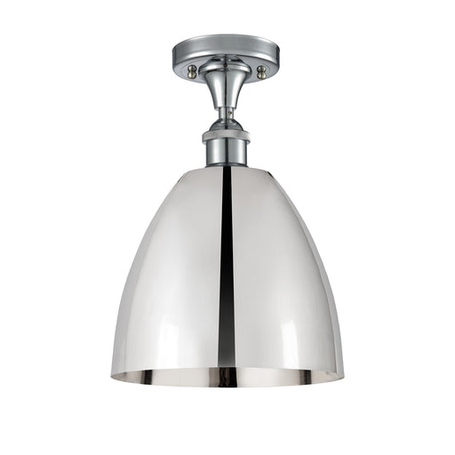 Innovations Bristol 9in 1-Light Semi-Flush Mount | Industrial Polished Chrome and Polished Chrome Metal Shade | Hallway | Model 516-1C-PC-MBD-9-PC
