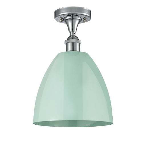 Innovations Plymouth 9in 1-Light Semi-Flush Mount | Industrial Polished Chrome and Seafoam Metal Shade | Hallway | Model 516-1C-PC-MBD-9-SF-LED