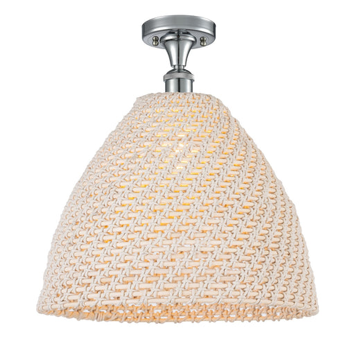 Innovations Bristol Natural 16in 1-Light Semi-Flush Mount | Farmhouse Polished Chrome and Natural Fiber Shade | Kitchen | Model 516-1C-PC-NBD-16-NAT