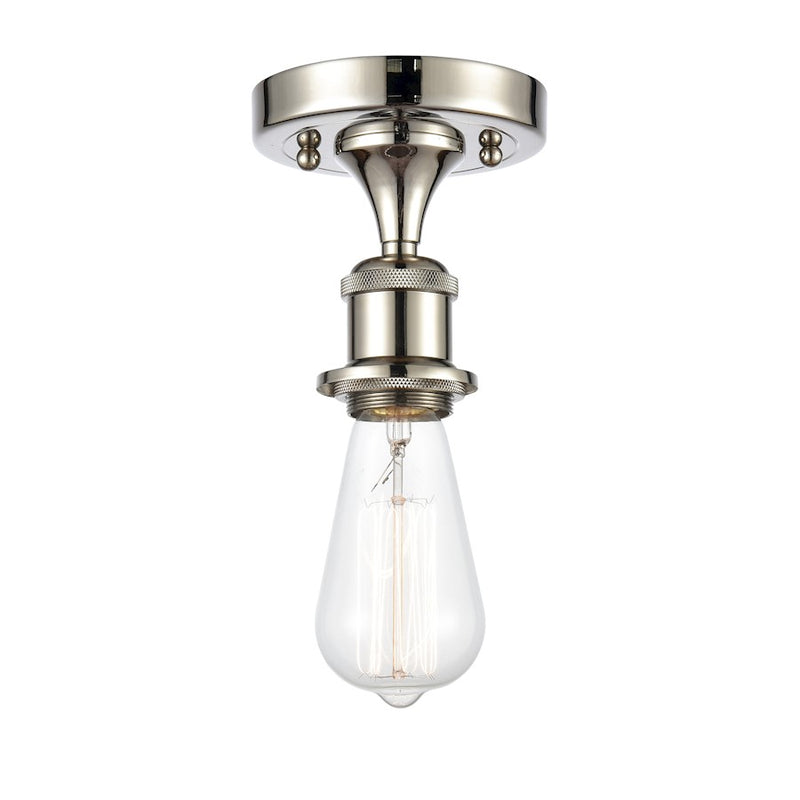 Innovations Bare Bulb 4.5" 1 Light Semi-Flush, Amber Bulb, Nickel