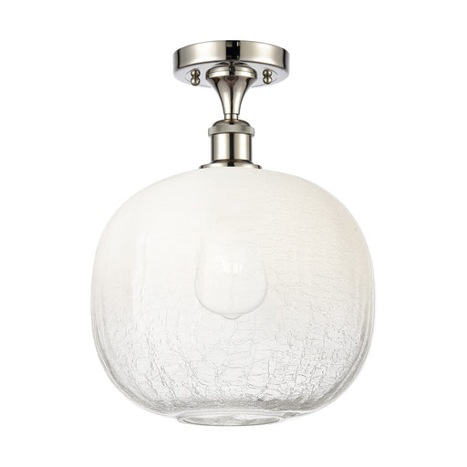 Innovations Brookhaven Sphere 10.5in 1-Light Semi-Flush | Industrial Polished Nickel and Opal Glass | Hallway & Bedroom | Model 516-1C-PN-G481-10OP