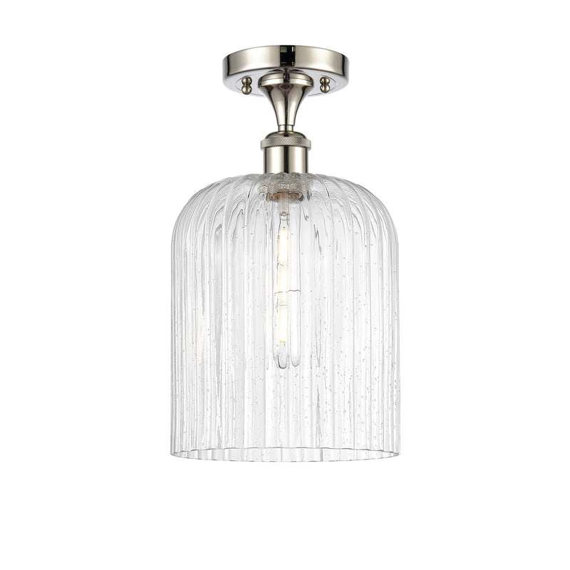 Innovations Bridal Veil 5in 1-Light Semi-Flush | Art Nouveau Polished Nickel and Seedy Ribbed Glass | Bathroom & Hallway | Model 516-1C-PN-G559-8SDY