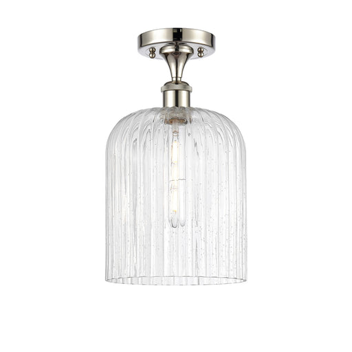 Innovations Bridal Veil 5in 1-Light Semi-Flush | Art Nouveau Polished Nickel and Seedy Ribbed Glass | Bathroom & Hallway | Model 516-1C-PN-G559-8SDY