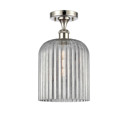Innovations Bridal Veil 5in 1-Light Semi-Flush | Art Nouveau Polished Nickel and Light Smoke Ribbed Glass | Bathroom | Model 516-1C-PN-G559-8SM