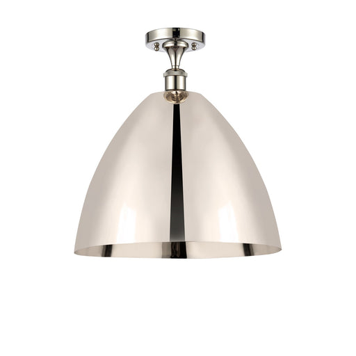 Innovations Bristol 16in 1-Light Semi-Flush Mount | Industrial Farmhouse Polished Nickel and Polished Nickel Metal | Model 516-1C-PN-MBD-16-PN-LED