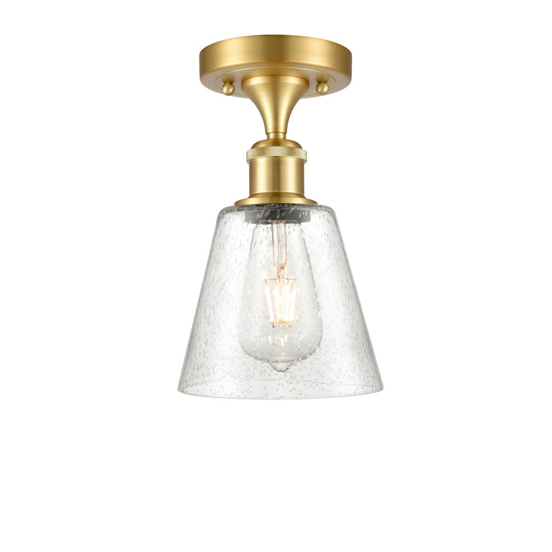 Innovations Caton 6in 1-Light Semi-Flush Mount | Art Nouveau Industrial Satin Gold and Frosted Glass Shade | Kitchen | Model 516-1C-SG-G454