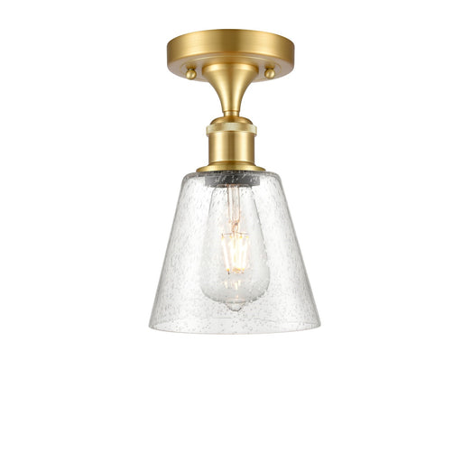 Innovations Caton 6in 1-Light Semi-Flush Mount | Art Nouveau Industrial Satin Gold and Frosted Glass Shade | Kitchen | Model 516-1C-SG-G454