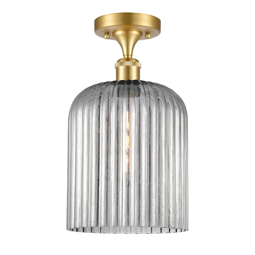 Innovations Bridal Veil 5in 1-Light Semi-Flush | Art Nouveau Satin Gold and Light Smoke Ribbed Glass | Entryway & Hallway | Model 516-1C-SG-G559-8SM