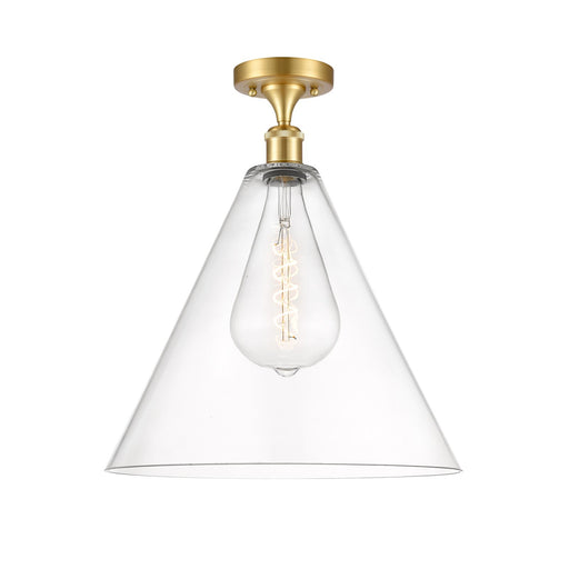 Innovations Berkshire Glass 16in 1-Light Semi-Flush | Industrial Satin Gold and Clear Glass | Kitchen & Dining Room | Model 516-1C-SG-GBC-162