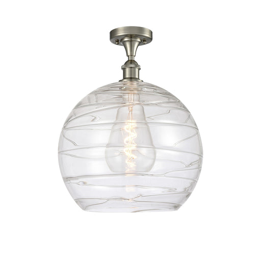 Innovations Athens Deco Swirl 14in 1-Light Semi-Flush | Industrial Brushed Satin Nickel and Clear Glass | Bedroom | Model 516-1C-SN-G1213-14CL