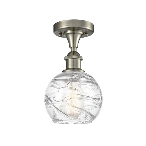 Innovations Athens Deco Swirl 6in 1-Light Semi-Flush | Industrial Brushed Satin Nickel and Clear Glass | Bedroom | Model 516-1C-SN-G1213-6CL