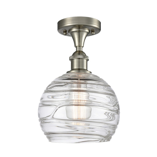 Innovations Athens Deco Swirl 8in 1-Light Semi-Flush | Industrial Brushed Satin Nickel and Clear Glass | Bedroom | Model 516-1C-SN-G1213-8CL