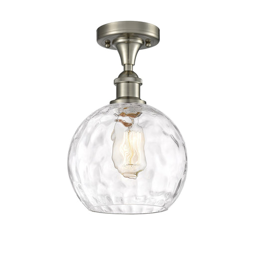 Innovations Athens Water Glass 8in 1-Light LED Semi-Flush | Industrial Brushed Satin Nickel and Clear Glass | Bedroom | Model 516-1C-SN-G1215-8-LED