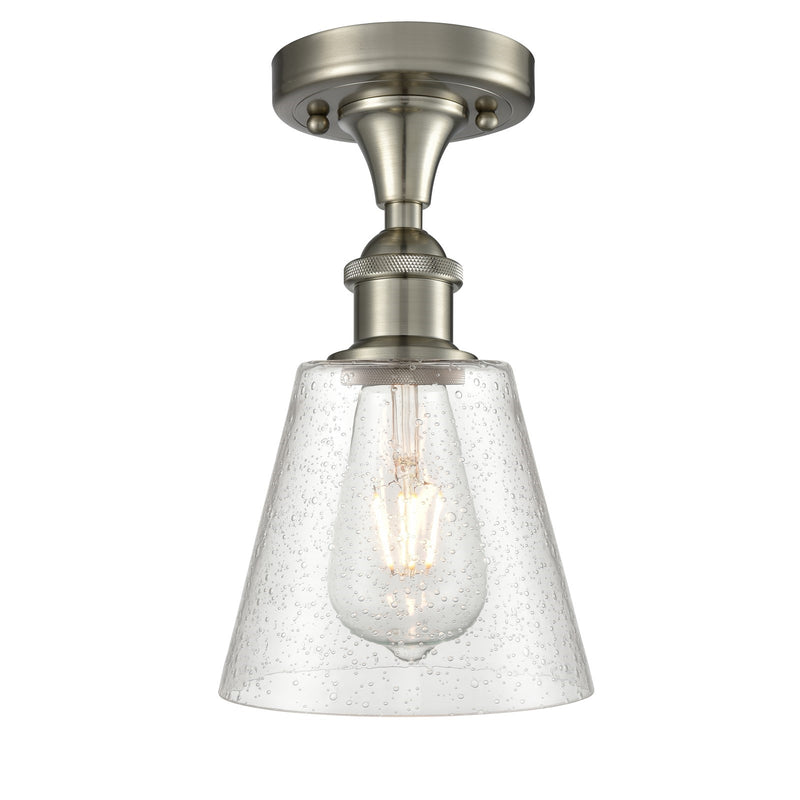 Innovations Caton 6in 1-Light Semi-Flush | Art Nouveau Brushed Satin Nickel and Frosted Glass | Hallway & Bedroom | Model 516-1C-SN-G454
