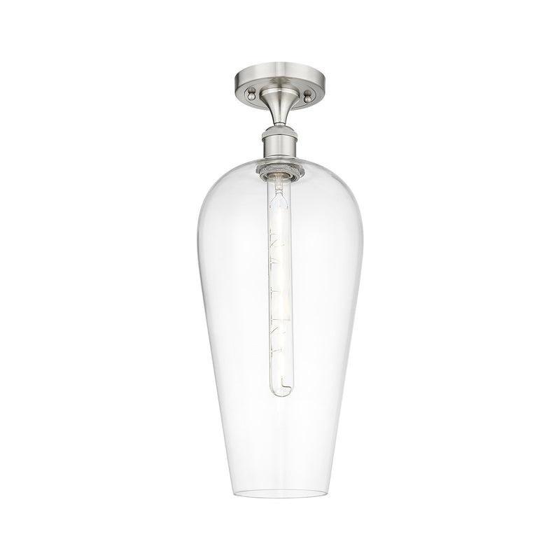 Innovations Chelsea 8in 1-Light Semi-Flush | Industrial Brushed Satin Nickel and Clear Glass | Kitchen & Dining Room | Model 516-1C-SN-G456-8CL