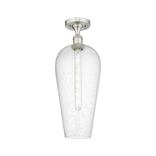 Innovations Chelsea 8in 1-Light Semi-Flush | Industrial Brushed Satin Nickel and Seedy Glass | Kitchen & Dining Room | Model 516-1C-SN-G456-8SDY