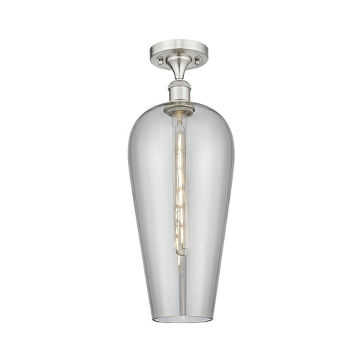 Innovations Chelsea 8in 1-Light Semi-Flush | Industrial Brushed Satin Nickel and Light Smoke Glass | Kitchen & Hallway | Model 516-1C-SN-G456-8SM