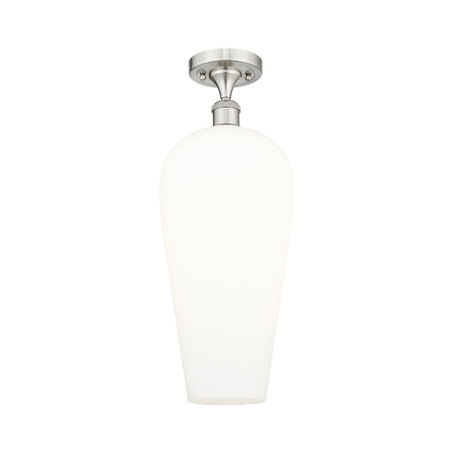 Innovations Chelsea 8in 1-Light Semi-Flush | Industrial Brushed Satin Nickel and White Glass | Kitchen & Hallway | Model 516-1C-SN-G456-8WH