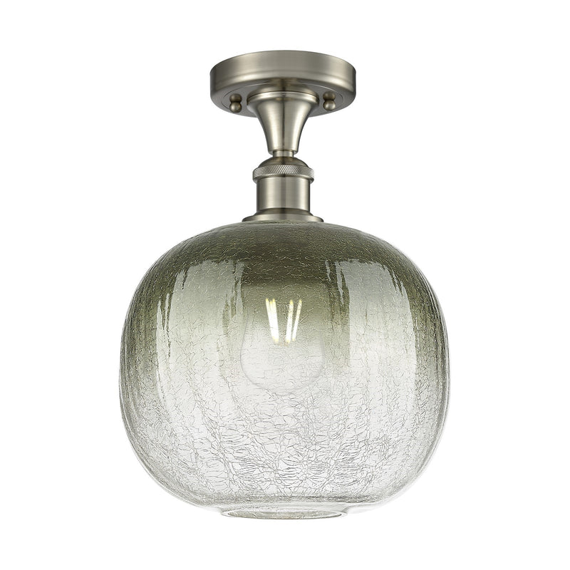 Innovations Brookhaven Sphere 10.5in 1-Light Semi-Flush | Industrial Brushed Satin Nickel and Slate Glass | Hallway | Model 516-1C-SN-G481-10SL
