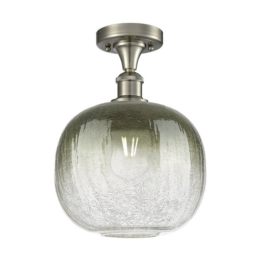 Innovations Brookhaven Sphere 10.5in 1-Light Semi-Flush | Industrial Brushed Satin Nickel and Slate Glass | Hallway | Model 516-1C-SN-G481-10SL