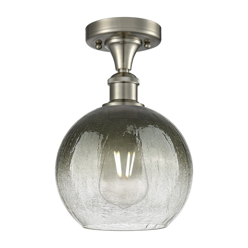 Innovations Brookhaven Globe 8in 1-Light Semi-Flush | Industrial Brushed Satin Nickel and Slate Glass | Hallway & Bedroom | Model 516-1C-SN-G483-8SL