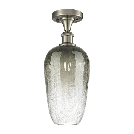 Innovations Brookhaven Flute 7in 1-Light Semi-Flush | Industrial Brushed Satin Nickel and Slate Glass | Hallway & Bedroom | Model 516-1C-SN-G484-7SL