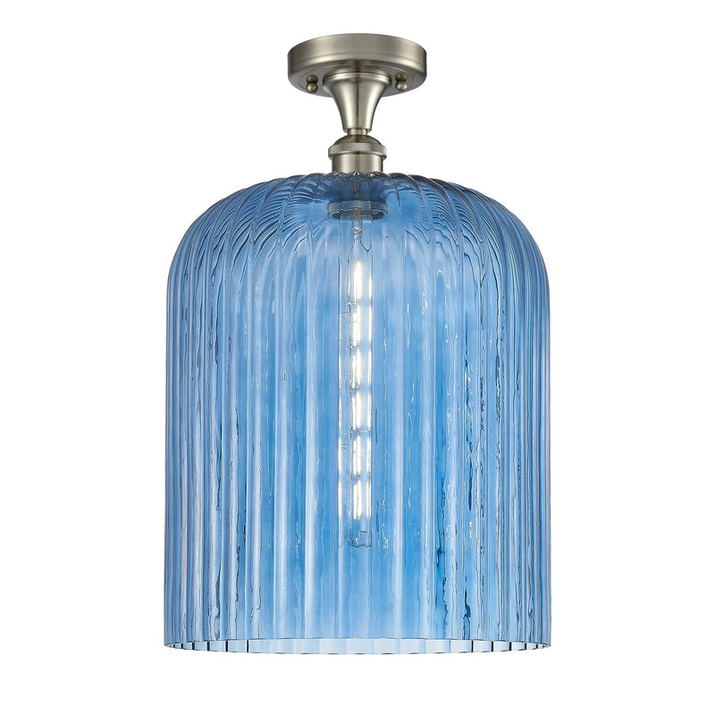 Innovations Bridal Veil 5in 1-Light Semi-Flush | Art Nouveau Brushed Satin Nickel and Princess Blue Glass | Bedroom | Model 516-1C-SN-G559-12BL