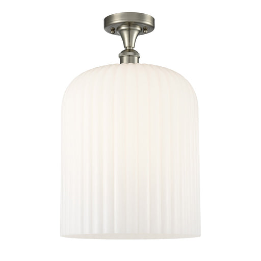 Innovations Bridal Veil 5in 1-Light Semi-Flush | Art Nouveau Brushed Satin Nickel and Gloss White Glass | Bedroom | Model 516-1C-SN-G559-12GWH